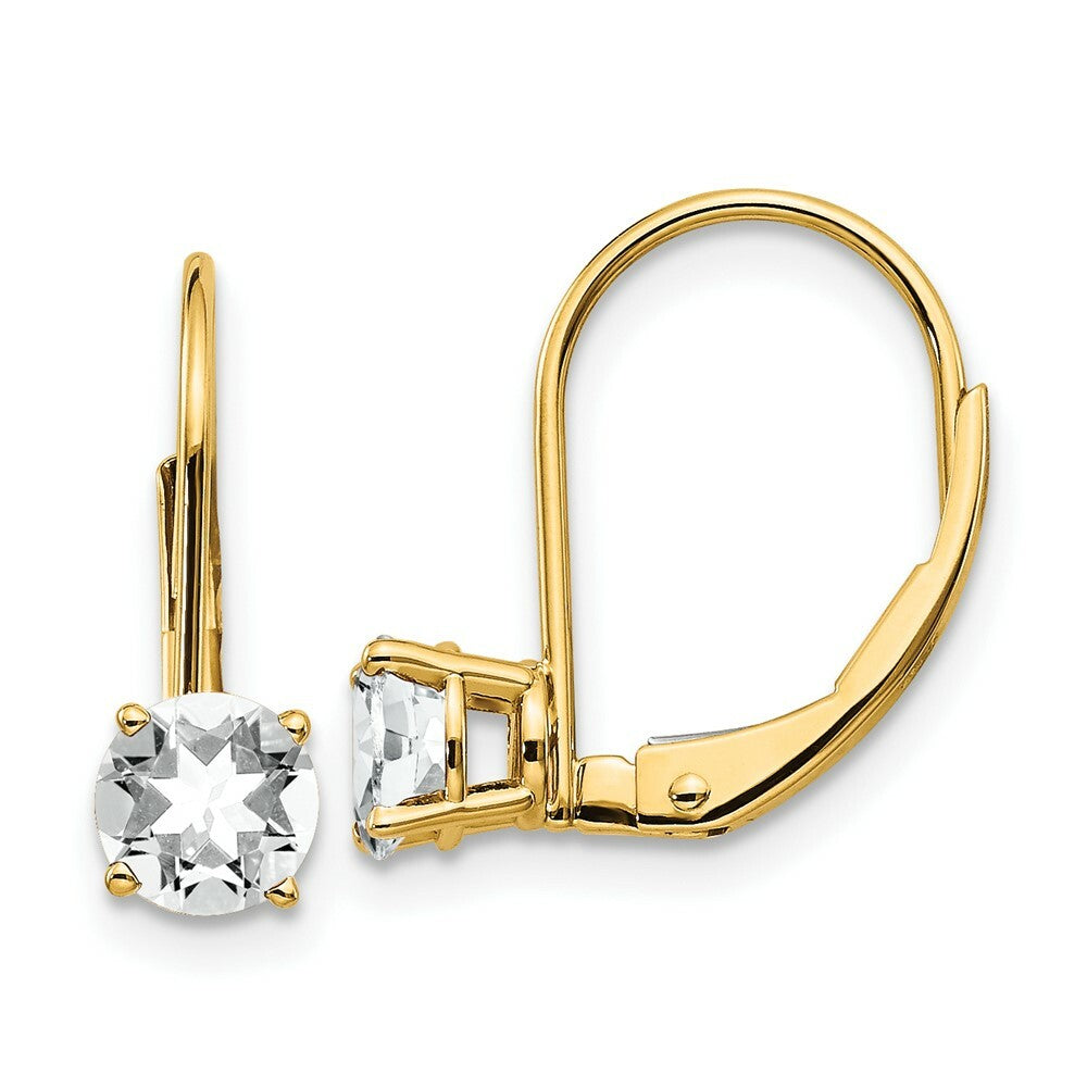 14K Yellow Gold 5mm Cubic Zirconia Leverback Earrings