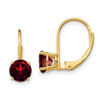 Load image into Gallery viewer, 14K Yellow Gold 6mm Garnet Leverback Earrings
