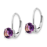 Load image into Gallery viewer, 14k White Gold 6mm Amethyst Leverback Earrings
