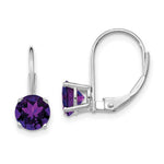 Load image into Gallery viewer, 14k White Gold 6mm Amethyst Leverback Earrings
