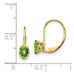 Load image into Gallery viewer, 14K Yellow Gold 6x4mm Oval Peridot Leverback Earrings
