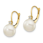 Load image into Gallery viewer, 14K White Button Freshwater Cultured Pearl &amp; Diamond Leverback Earrings

