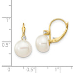 Load image into Gallery viewer, 14K White Button Freshwater Cultured Pearl &amp; Diamond Leverback Earrings
