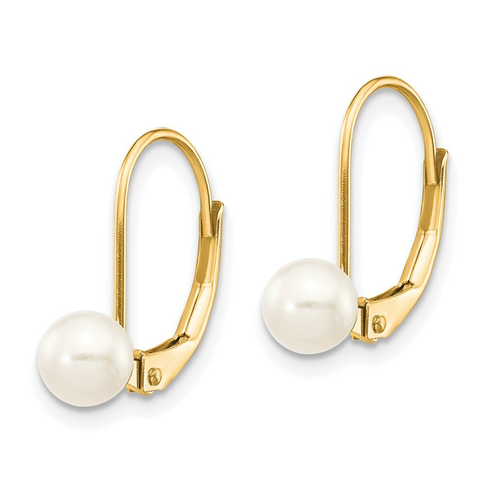 14K 5mm Freshwater Cultured Pearl Leverback Earrings
