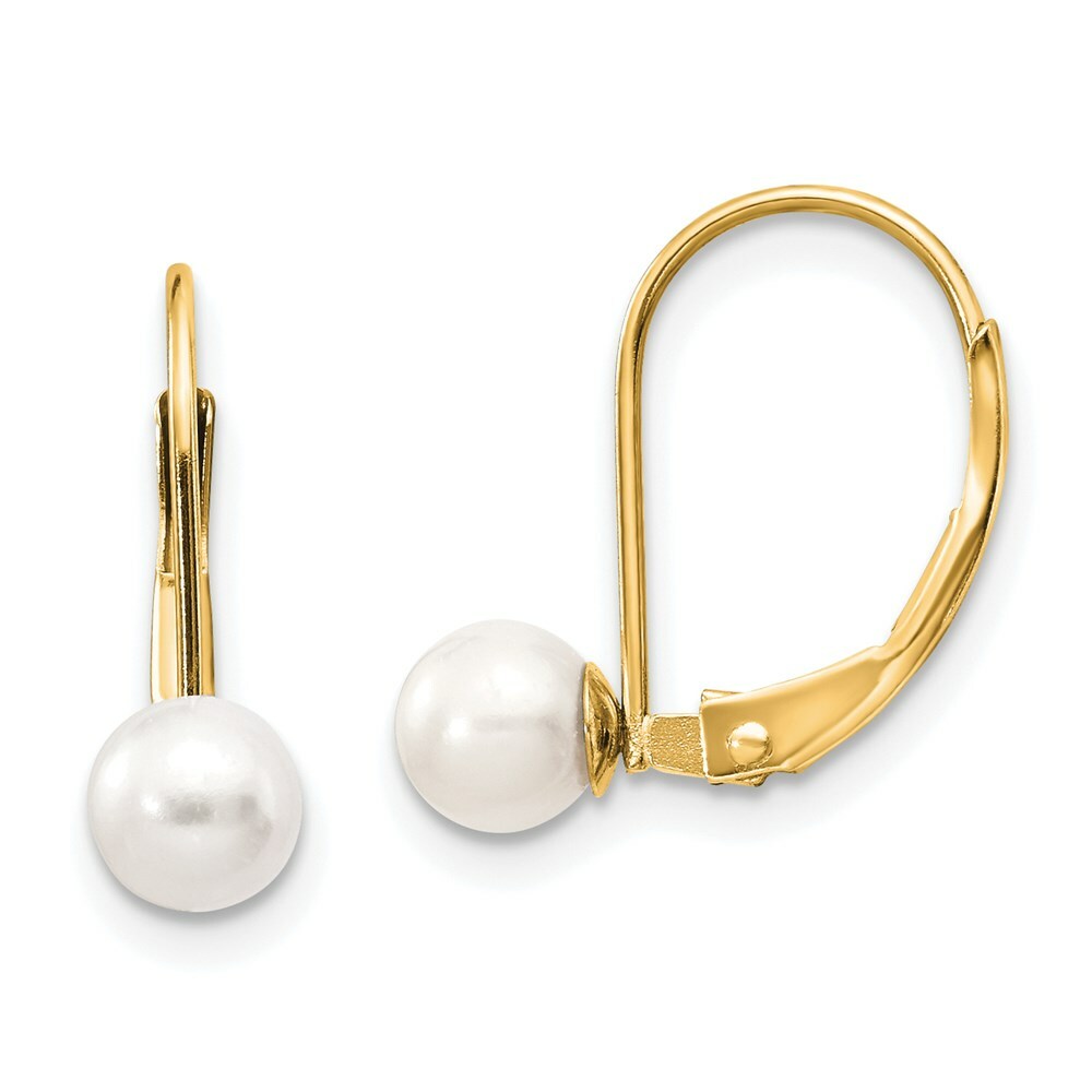 14K 5mm Freshwater Cultured Pearl Leverback Earrings