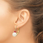 Load image into Gallery viewer, 14K 6-6.5mm White Freshwater Cultured Pearl &amp; .10ct. Ruby Leverback Ear

