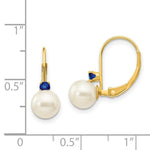 Load image into Gallery viewer, 14K 6-6.5mm White Freshwater Cultured Pearl &amp; .10ct. Sapphire Leverback Ear
