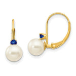 Load image into Gallery viewer, 14K 6-6.5mm White Freshwater Cultured Pearl &amp; .10ct. Sapphire Leverback Ear

