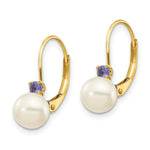 Load image into Gallery viewer, 14K 6-6.5mm White Freshwater Cultured Pearl &amp; .10ct. Tanzanite Leverback Ear
