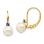 Load image into Gallery viewer, 14K 6-6.5mm White Freshwater Cultured Pearl &amp; .10ct. Tanzanite Leverback Ear
