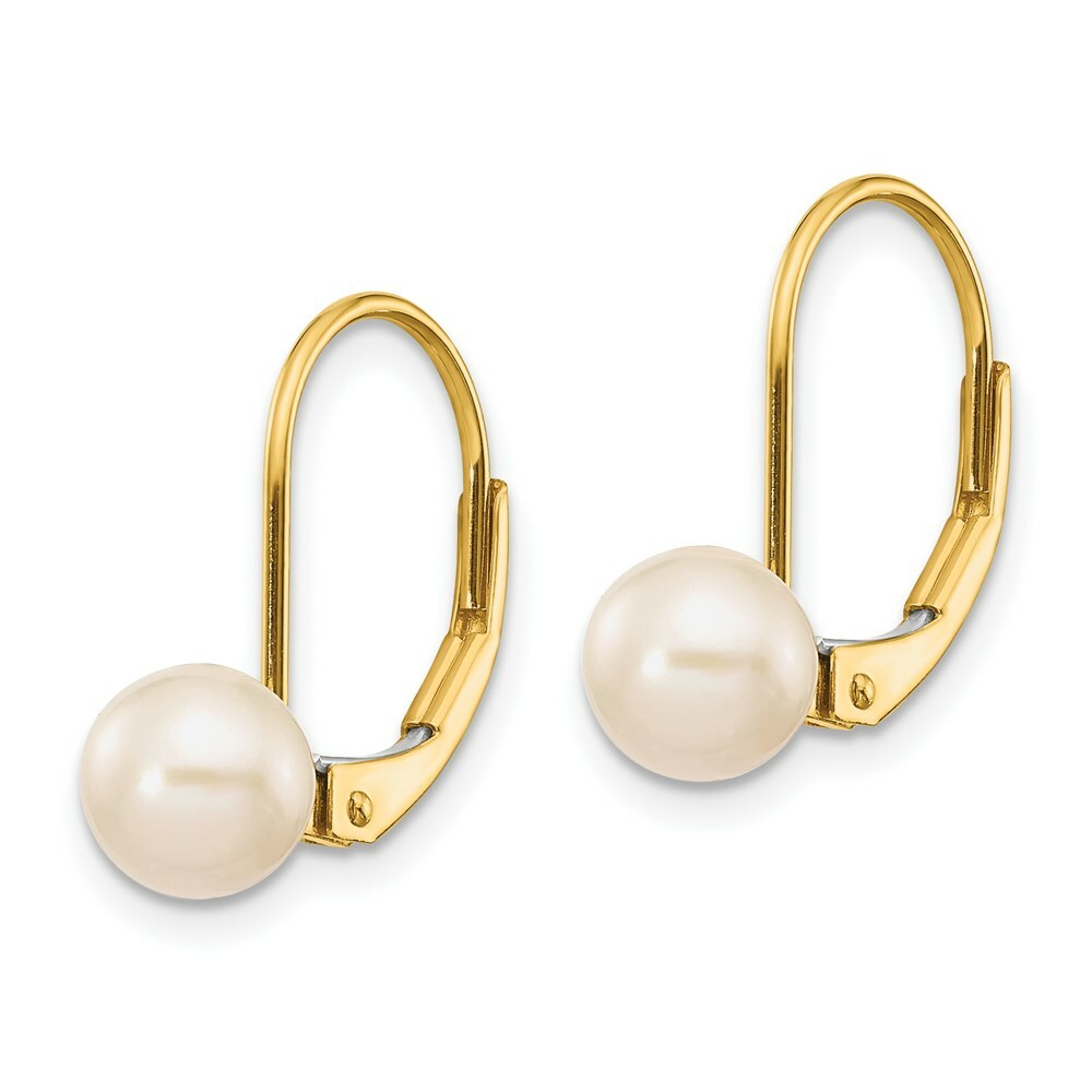 14K 6mm Freshwater Cultured Pearl Leverback Earrings