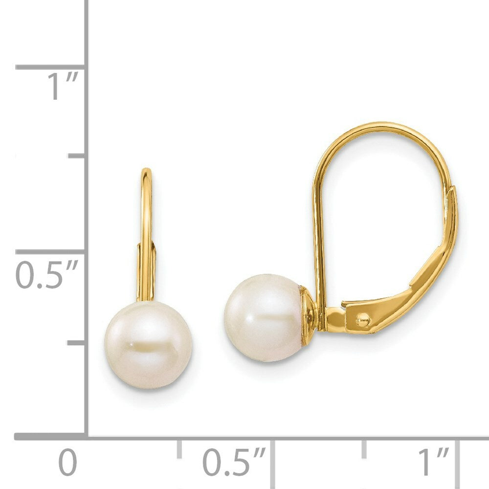 14K 6mm Freshwater Cultured Pearl Leverback Earrings