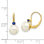 Load image into Gallery viewer, 14K 7-7.5mm White Freshwater Cultured Pearl &amp; .13ct. Sapphire Leverback Ear
