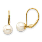 Load image into Gallery viewer, 14K 7mm Freshwater Cultured Pearl Leverback Earrings
