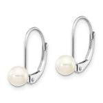 Load image into Gallery viewer, 14K White Gold 5mm Freshwater Cultured Pearl Leverback Earrings
