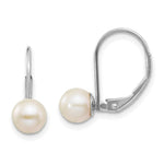 Load image into Gallery viewer, 14K White Gold 6mm Freshwater Cultured Pearl Leverback Earrings
