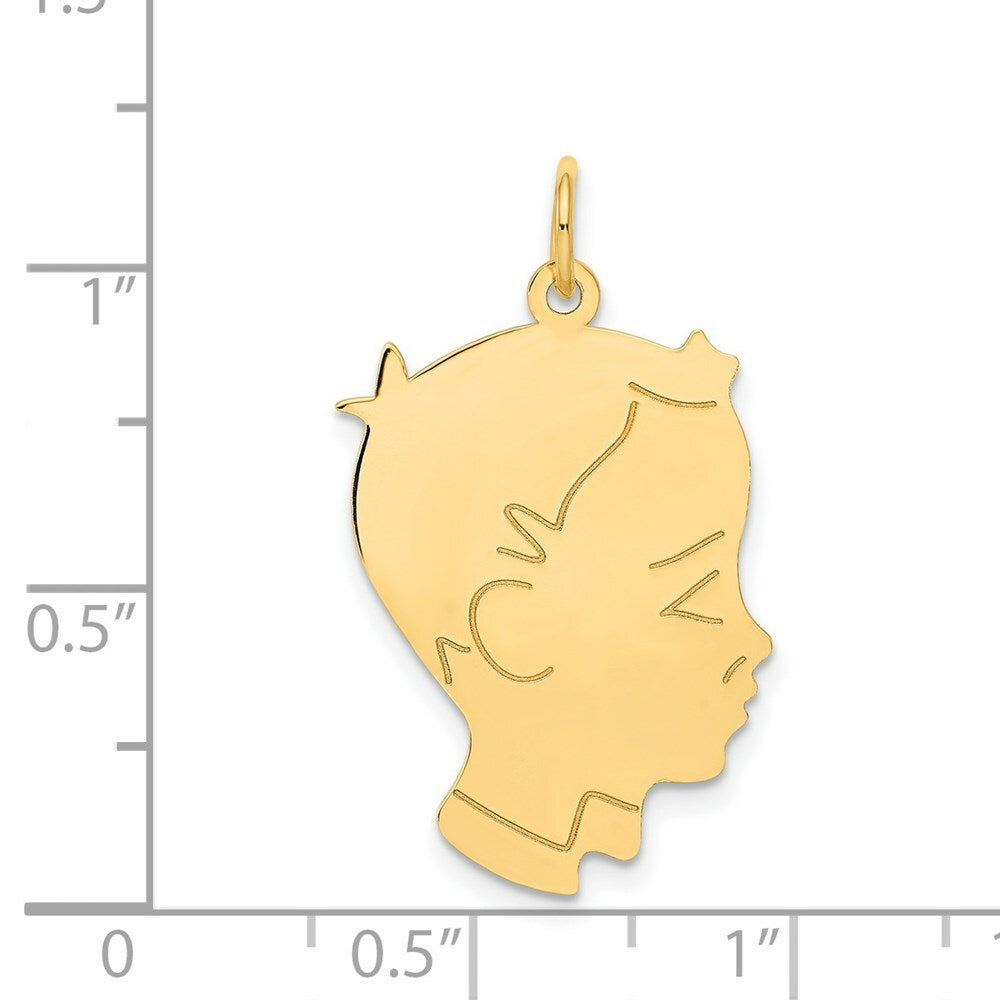 14K Yellow Gold Boy Head Charm 30mm length