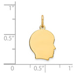 Load image into Gallery viewer, 14K Yellow Gold Plain Small .035 Gauge Facing Right Engravable Boy Head Charm 18mm length
