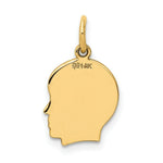 Load image into Gallery viewer, 14K Yellow Gold Plain Small .018 Gauge Facing Right Engravable Boy Head Charm 18mm length

