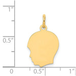 Load image into Gallery viewer, 14K Yellow Gold Plain Medium .027 Gauge Facing Left Engravable Boy Head Charm 21mm length

