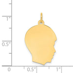Load image into Gallery viewer, 14K Yellow Gold Plain Medium .009 Gauge Facing Right Engravable Boy Head Charm 27mm length
