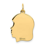 Load image into Gallery viewer, 14K Yellow Gold Plain Medium .013 Gauge Facing Right Engravable Girl Head Charm 27mm length
