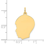Load image into Gallery viewer, 14K Yellow Gold Plain Medium .009 Gauge Facing Left Engravable Boy Head Charm 27mm length
