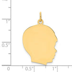 Load image into Gallery viewer, 14K Yellow Gold Plain Large .011 Gauge Facing Right Engravable Boy Head Charm 29mm length
