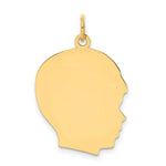 Load image into Gallery viewer, 14K Yellow Gold Plain Large .018 Gauge Facing Right Engravable Boy Head Charm 29mm length

