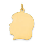 Load image into Gallery viewer, 14K Yellow Gold Plain Large .013 Gauge Facing Left Engravable Girl Head Charm 29mm length
