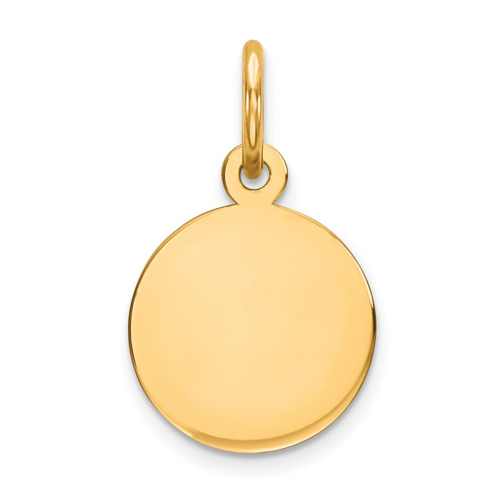 14K Yellow Gold Plain .027 Gauge Circular Engravable Disc Charm 17mm length