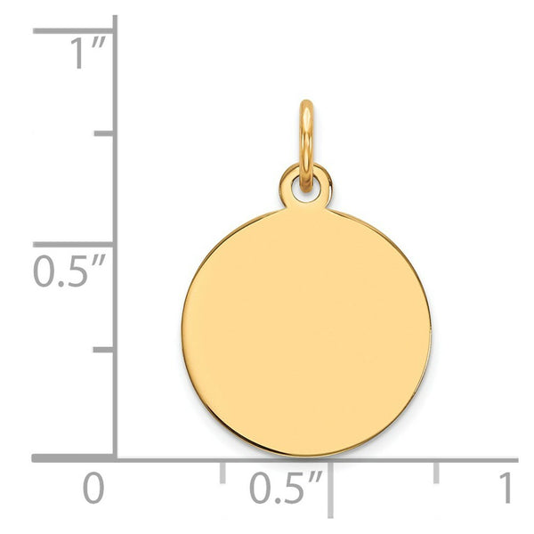 14K Yellow Gold Plain .011 Gauge Circular Engravable Disc Charm 12mm width