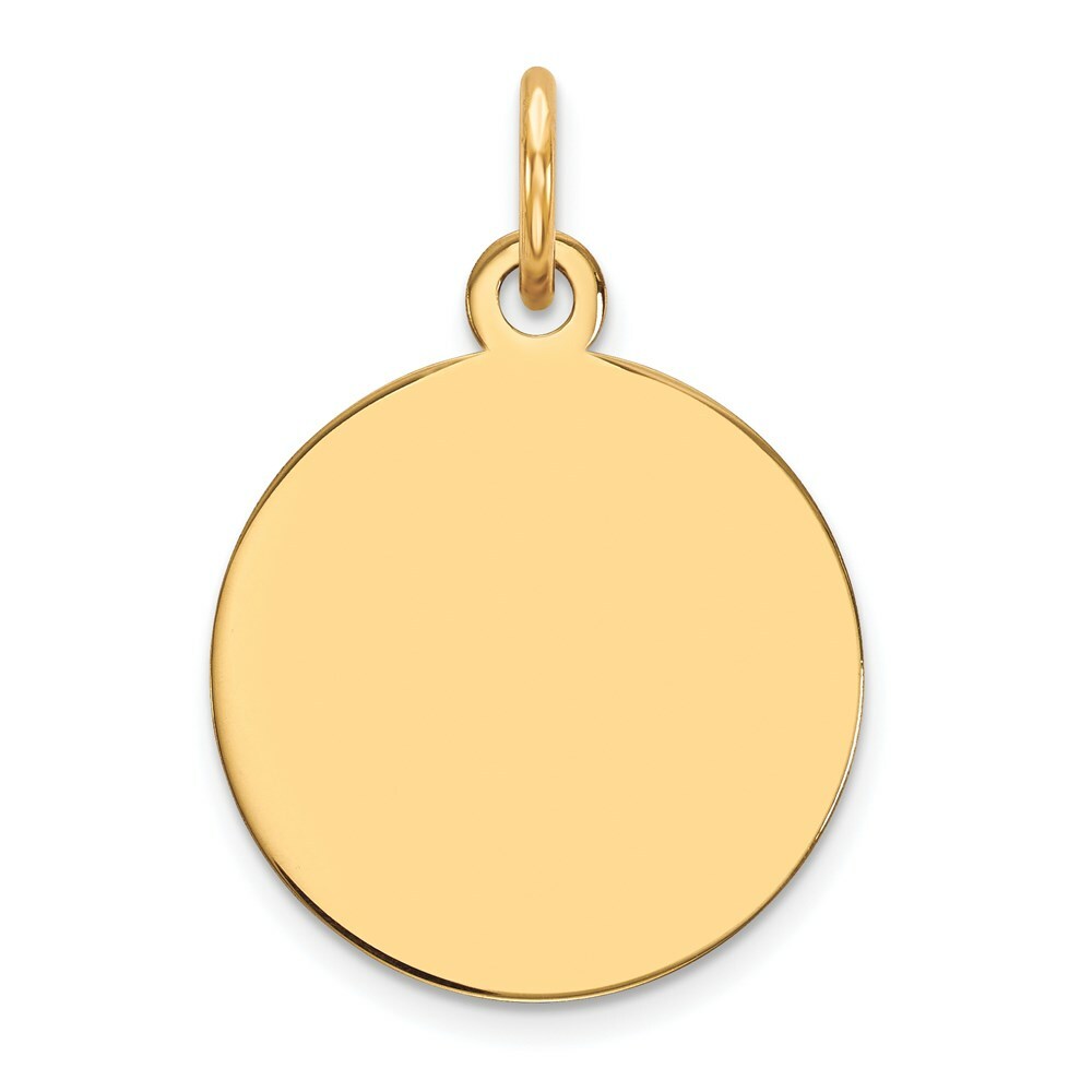 14K Yellow Gold Plain .018 Gauge Circular Engravable Disc Charm 12mm width