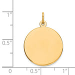 Load image into Gallery viewer, 14K Yellow Gold Plain .035 Gauge Circular Engravable Disc Charm 24mm length
