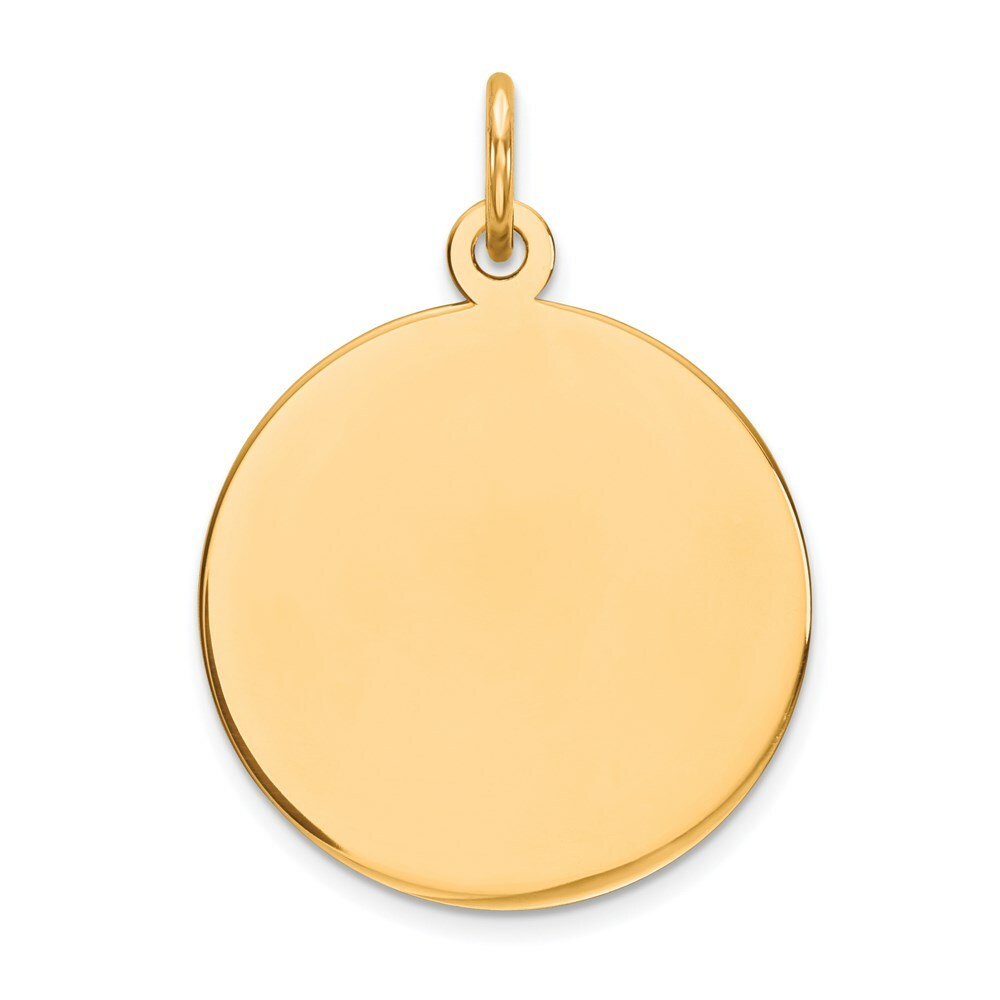 14K Yellow Gold Plain .009 Gauge Circular Engravable Disc Charm 18mm width