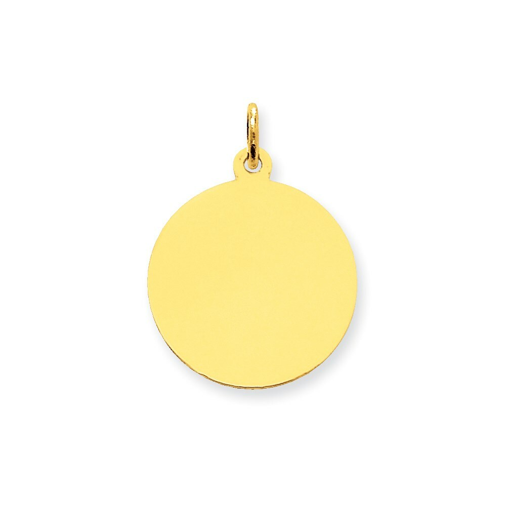 14K Yellow Gold Plain .009 Gauge Circular Engravable Disc Charm 19mm width