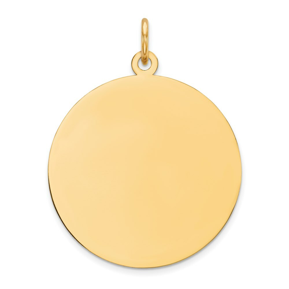 14K Yellow Gold Plain .035 Gauge Circular Engravable Disc Charm 29mm length