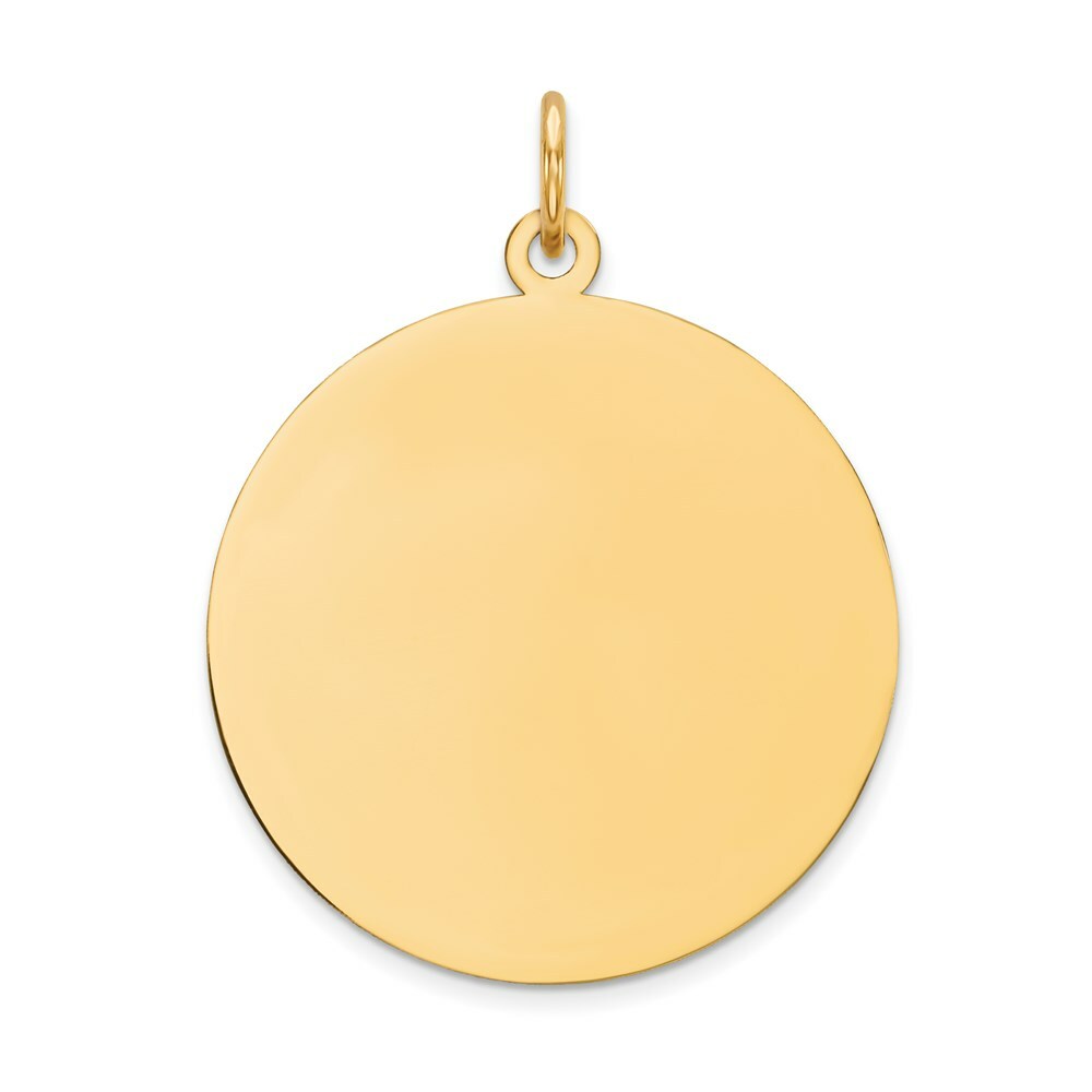 14K Yellow Gold Plain .035 Gauge Circular Engravable Disc Charm 31mm length