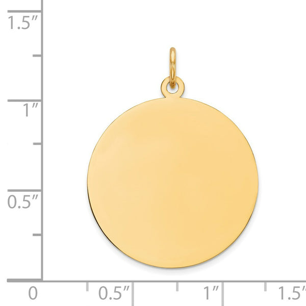 14K Yellow Gold Plain .018 Gauge Circular Engravable Disc Charm 24mm width