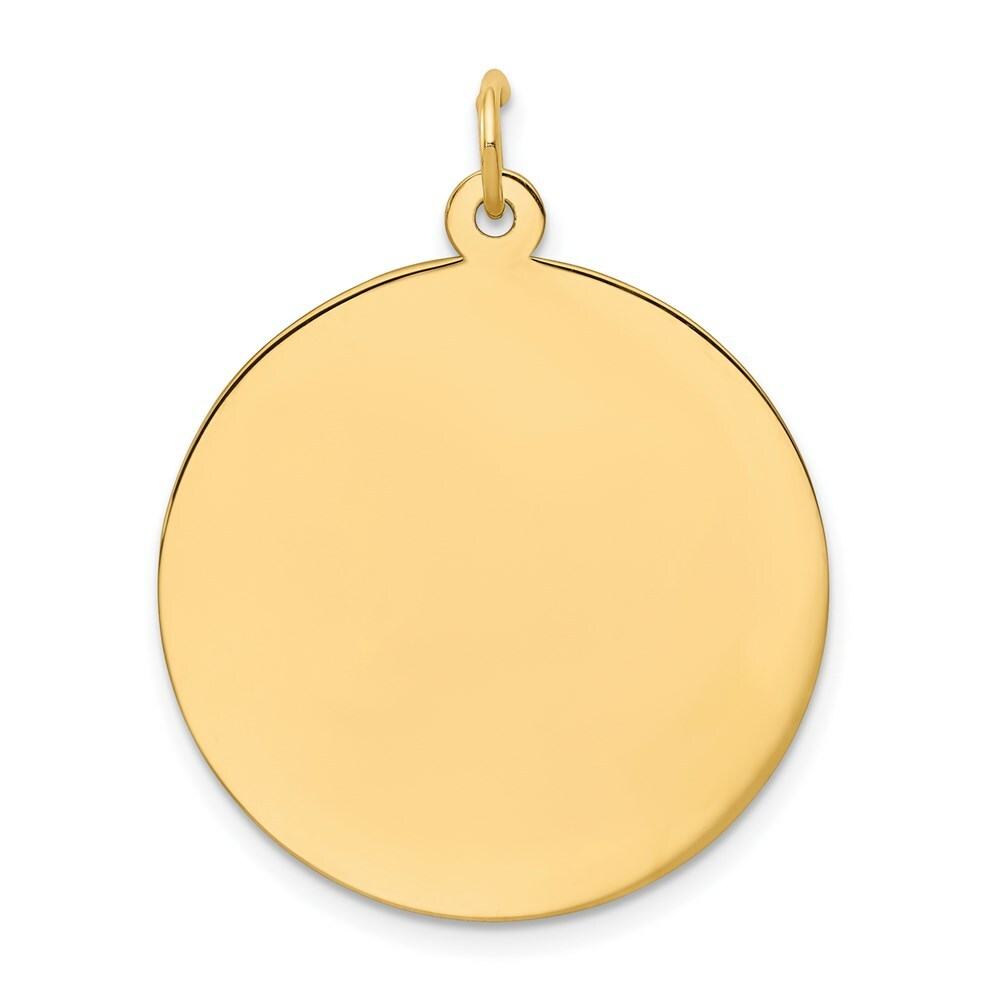 14K Yellow Gold Plain .013 Gauge Circular Engravable Disc Charm 25mm width