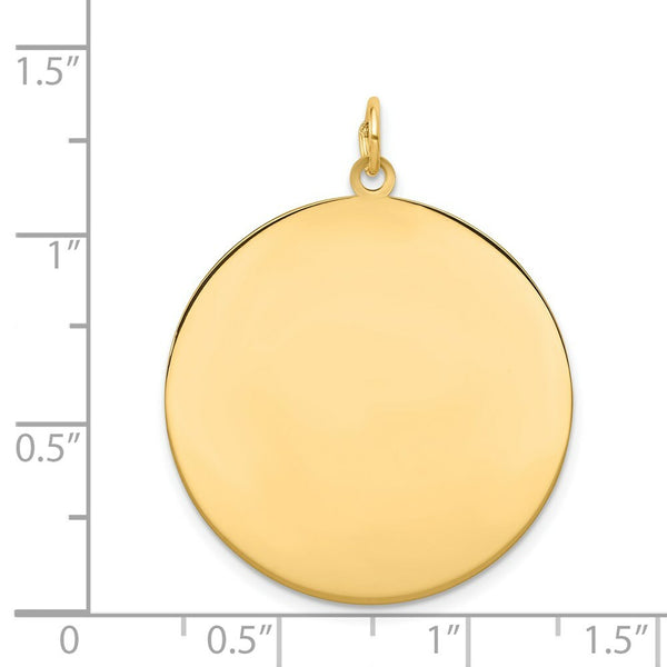 14K Yellow Gold Plain .035 Gauge Circular Engravable Disc Charm 36mm length