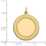 Load image into Gallery viewer, 14K Yellow Gold Etched Design .027 Gauge Circular Engravable Disc Charm 25mm width
