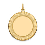 Load image into Gallery viewer, 14K Yellow Gold Etched Design .027 Gauge Circular Engravable Disc Charm 25mm width
