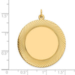 Load image into Gallery viewer, 14K Yellow Gold Etched Design .035 Gauge Circular Engravable Disc Charm 32mm width
