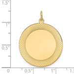 Load image into Gallery viewer, 14K Yellow Gold Etched Design .018 Gauge Circular Engravable Disc Charm 25mm width
