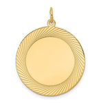 Load image into Gallery viewer, 14K Yellow Gold Etched Design .018 Gauge Circular Engravable Disc Charm 25mm width
