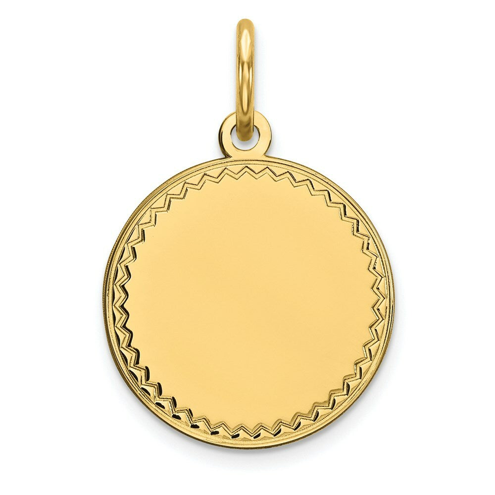 14K Yellow Gold Plain .011 Gauge Engravable Round Disc Charm 13mm width