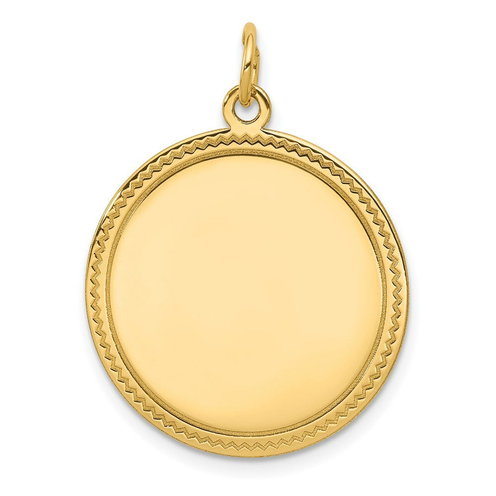 14K Yellow Gold Plain .018 Gauge Engravable Round Disc Charm