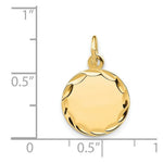 Load image into Gallery viewer, 14K Yellow Gold Etched .011 Gauge Engravable Round Disc Charm 13mm width
