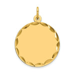 Load image into Gallery viewer, 14K Yellow Gold Etched .027 Gauge Engravable Round Disc Charm 19mm width
